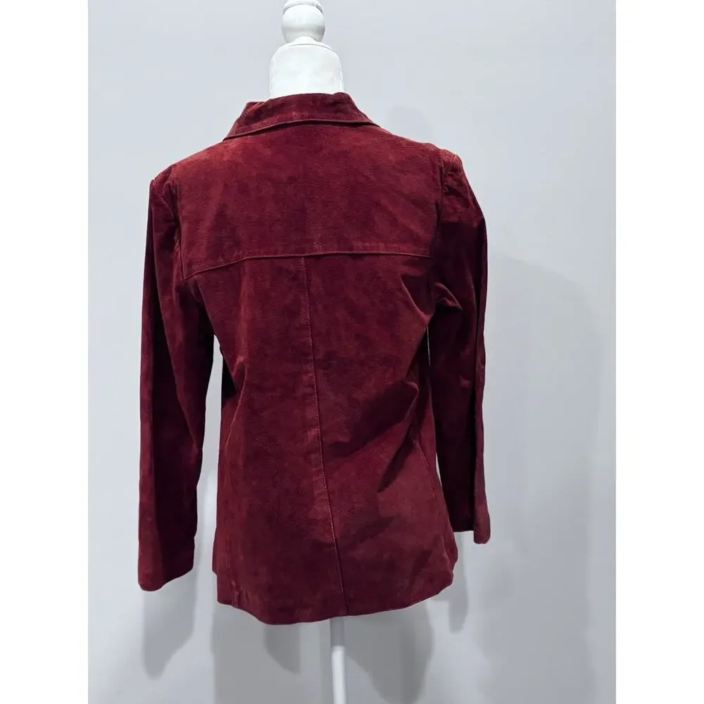 SUEDE CLO Women’s Genuine Suede Leather Jacket Rust Orange Button Front Size 8 - Picture 3 of 8